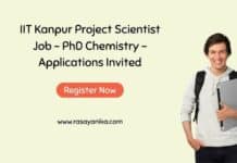 IIT Kanpur Project Scientist Job - PhD Chemistry - Applications Invited