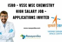 ISRO - VSSC MSc Chemistry High Salary Job - Applications Invited