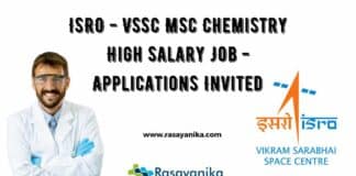 ISRO - VSSC MSc Chemistry High Salary Job - Applications Invited