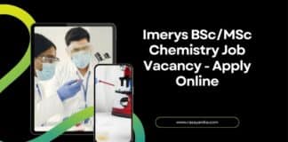 Imerys BSc/MSc Chemistry Job Vacancy - Apply Online