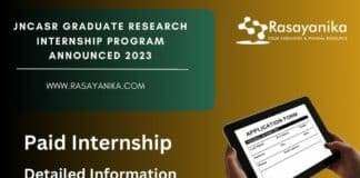 JNCASR Graduate Research Internship Program Announced 2023