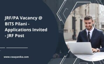 JRF/PA Vacancy @ BITS Pilani – Applications Invited – JRF Post JRF/PA Vacancy @ BITS Pilani - Applications Invited - JRF Post