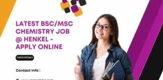 Latest BSc/MSc Chemistry Job @ Henkel - Apply Online