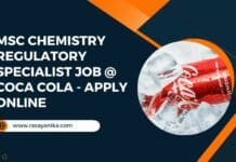 MSc Chemistry Regulatory Specialist Job @ Coca Cola - Apply Online