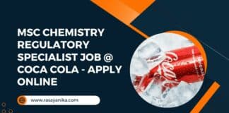 MSc Chemistry Regulatory Specialist Job @ Coca Cola - Apply Online