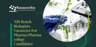 NIB Bench Biologists Vacancies For Pharma/Pharmacology Candidates