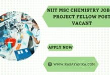 NIIT MSc Chemistry Jobs - Project Fellow Post Vacant