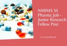 NMIMS M Pharma Job - Junior Research Fellow Post