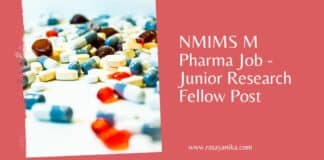 NMIMS M Pharma Job - Junior Research Fellow Post