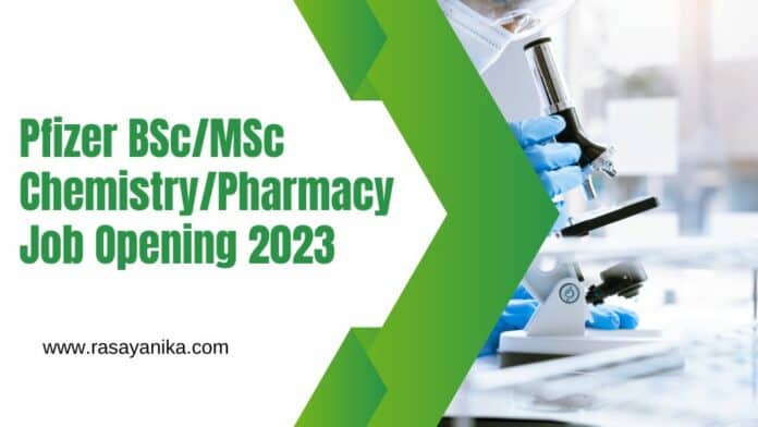 Pfizer BSc/MSc Chemistry/Pharmacy Job Opening 2023