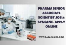 Pharma Senior Associate Scientist Job @ Syngene - Apply Online