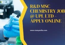 R&D MSc Chemistry Job @ UPL Ltd - Apply Online