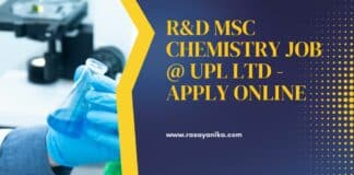 R&D MSc Chemistry Job @ UPL Ltd - Apply Online