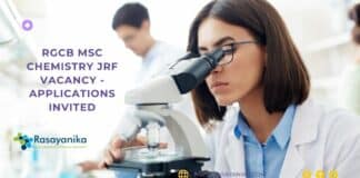 RGCB MSc Chemistry JRF Vacancy - Applications Invited