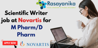 Scientific Writer job at Novartis for M Pharm/D Pharm