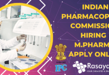 Indian Pharmacopoeia Commission Hiring M.Pharm - Apply Online