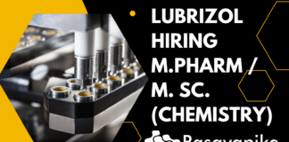 Lubrizol Hiring M. Pharm / M. Sc. (Chemistry)