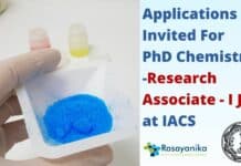 Research Associate-I at IACS