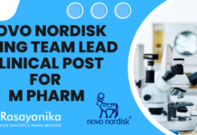 Novo Nordisk Hiring Team Lead Clinical Post for M Pharm