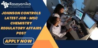 Johnson Controls Latest Job - MSc Chemistry Regulatory Affairs Post