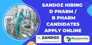 Sandoz Hiring D Pharm / B Pharm Candidates - Apply Online