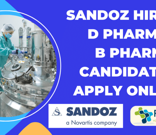 Sandoz Hiring D Pharm / B Pharm Candidates - Apply Online