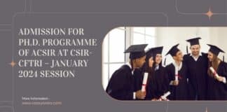 Admission for Ph.D. programme of AcSIR at CSIR-CFTRI – January 2024 Session