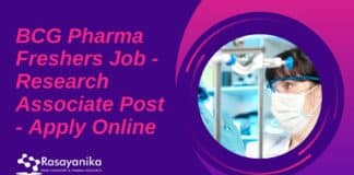 BCG Pharma Freshers Job - Research Associate Post - Apply Online