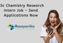 BSc Chemistry Research Intern Job - Send Applications Now