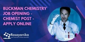 Buckman Chemistry Job Opening - Chemist Post - Apply Online