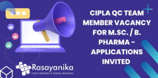 MSc BPharm QC Job