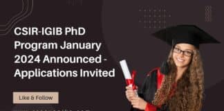 CSIR-IGIB PhD Program January 2024 Announced - Applications Invited
