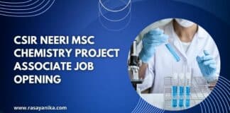 CSIR NEERI MSc Chemistry Project Associate Job Opening