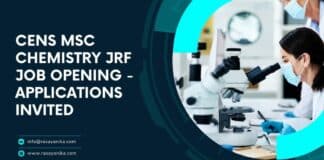CeNS MSc Chemistry JRF Job Opening - Applications Invited