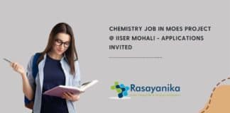 Chemistry Job in MoES Project @ IISER Mohali - Applications Invited