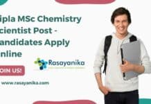 Cipla MSc Chemistry Scientist Post - Candidates Apply Online