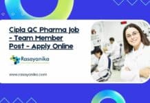 Cipla QC Pharma Job - Team Member Post - Apply Online