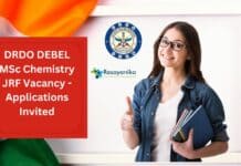 DRDO DEBEL MSc Chemistry JRF Vacancy - Applications Invited