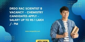DRDO RAC Scientist B Vacancy - Chemistry Candidates Apply - Salary up to Rs 1 Lakh /- pm