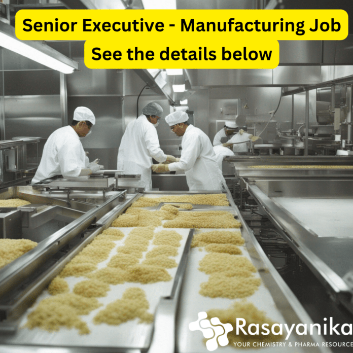 MSc Chemistry Manufacturing Job