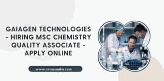Gaiagen Technologies - Hiring MSc Chemistry Quality Associate - Apply Online
