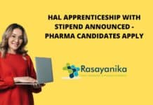 HAL Apprenticeship with Stipend Announced - Pharma Candidates Apply