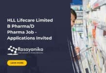 HLL Lifecare Limited B Pharma/D Pharma Job - Applications Invited