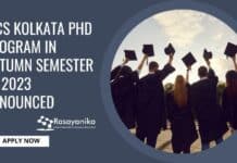 IACS Kolkata PhD Program in Autumn Semester of 2023 Announced