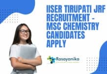 IISER Tirupati JRF Recruitment - MSc Chemistry Candidates Apply