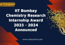 IIT Bombay Chemistry Research Internship Award 2023 - 2024 Announced