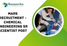 MARS Recruitment - Chemical Engineering Sr Scientist Post