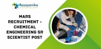 MARS Recruitment - Chemical Engineering Sr Scientist Post