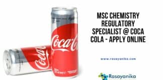 MSc Chemistry Regulatory Specialist @ Coca Cola - Apply Online