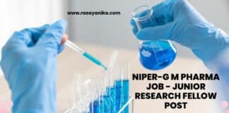 NIPER-G M Pharma Job - Junior Research Fellow Post